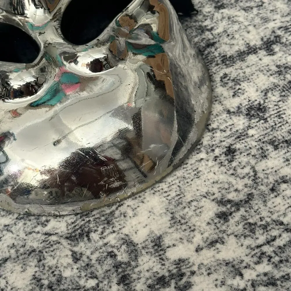 Vintage Scream Movie Ghostface Mask Silver Chrome Metallic Horror Halloween Prop